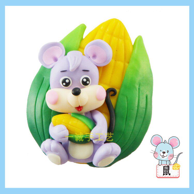 Soft pottery handmade refrigerator stickers zodiac rat creative cartoon cute three-dimensional strong magnet magnetic stickers message stickers