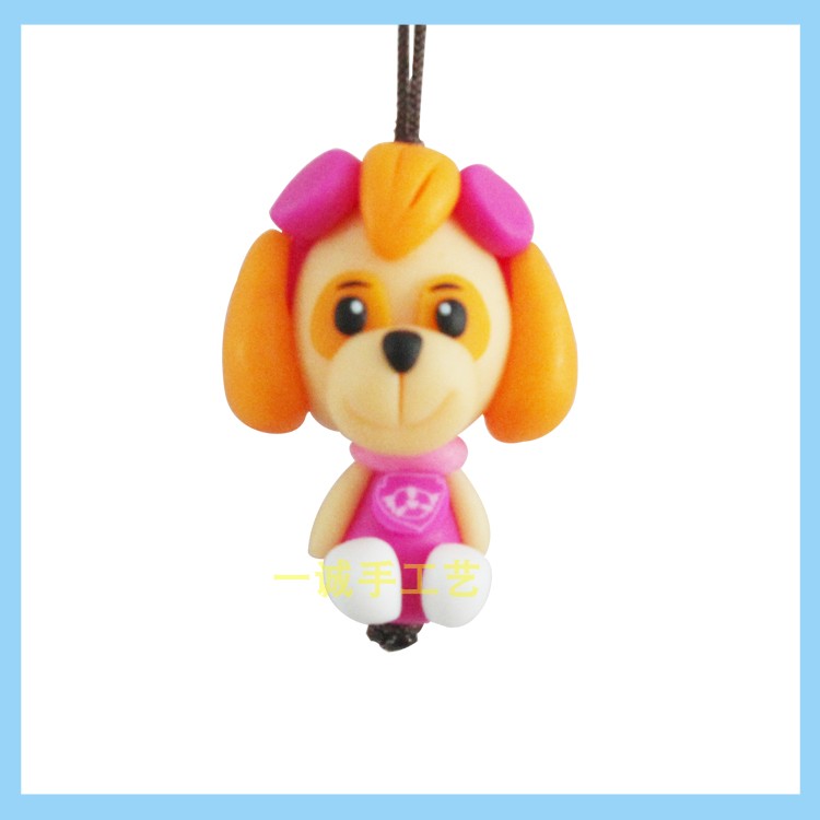 Manufacturer Soft Potter Mobile Rope Wang Wang Team daily pure hand - made ceramic accessories large cartoon hanging parts