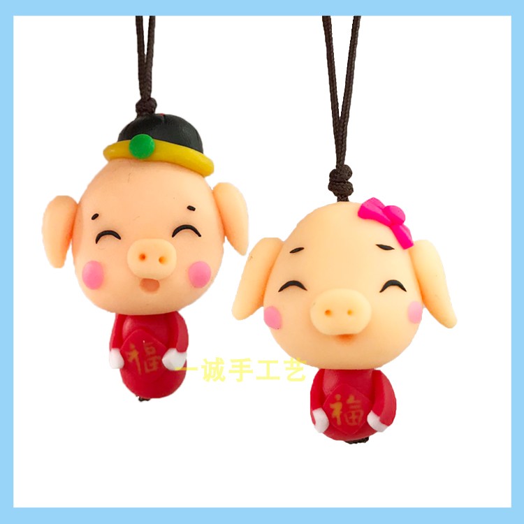 Handmade Soft Pottery Pendant Hanging Accessories Mobile Phone Sling Bag Bag New Year Gift Fu Baby Pure Handmade Liaoning Stock Source