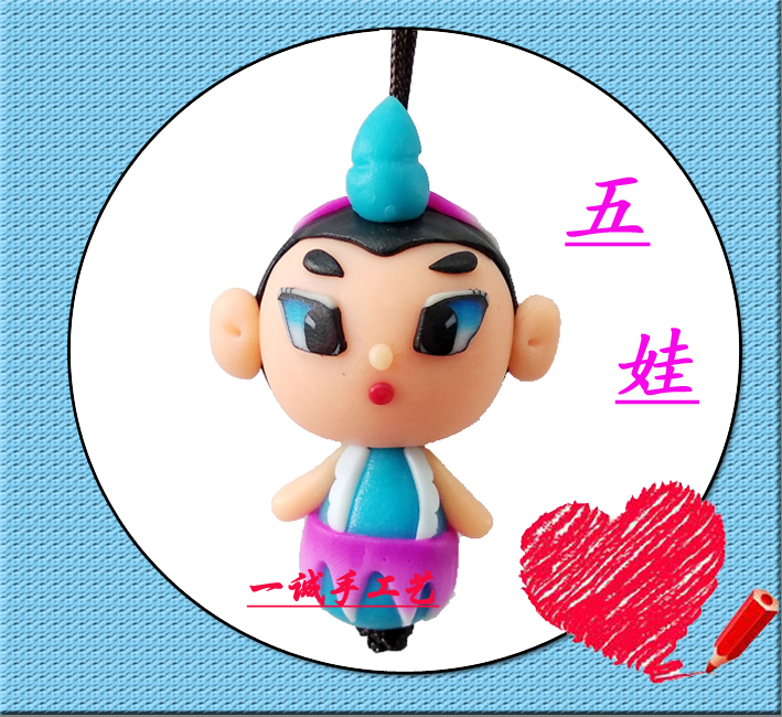 Soft pottery mobile phone hanging rope pure hand - made ceramic bag hang piece manufacturer's sources Hulu - doll