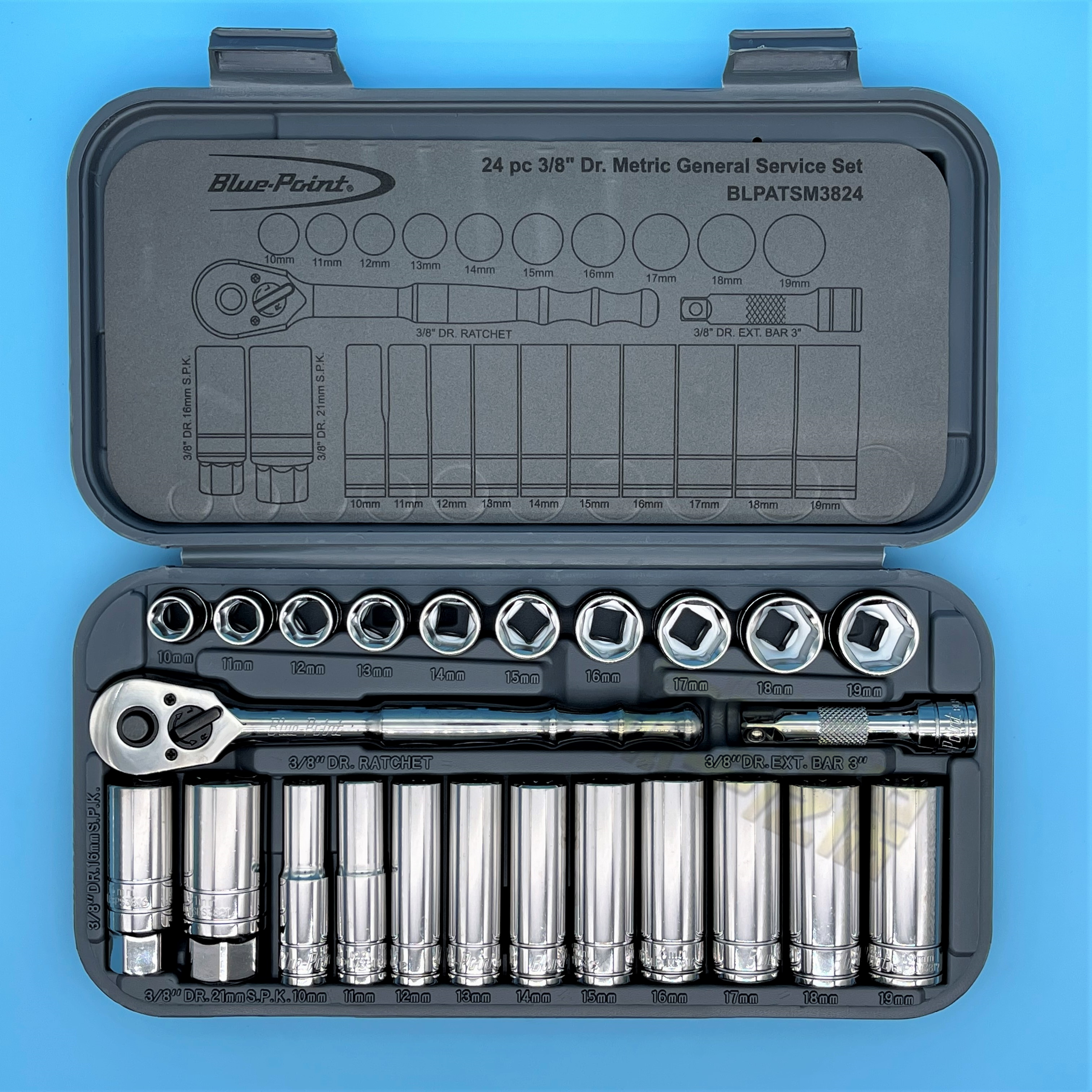 American Blue Dot Tool 24 Pieces 10mm Mid Fly Fast Ratchet Sleeve Wrench Set Repair Combination Suit