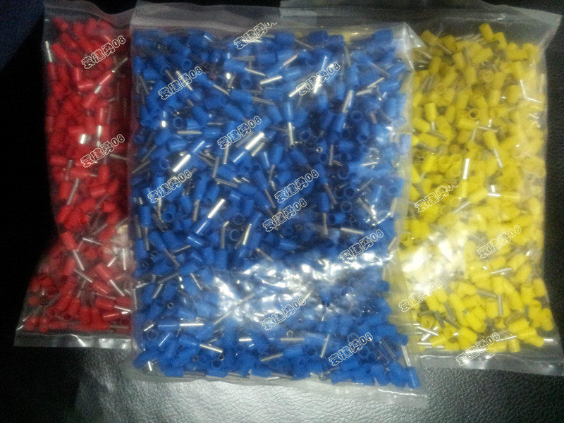 Tube terminal pin plug 10 square VE10-12 a pack of 1000 red, blue, black and green wires