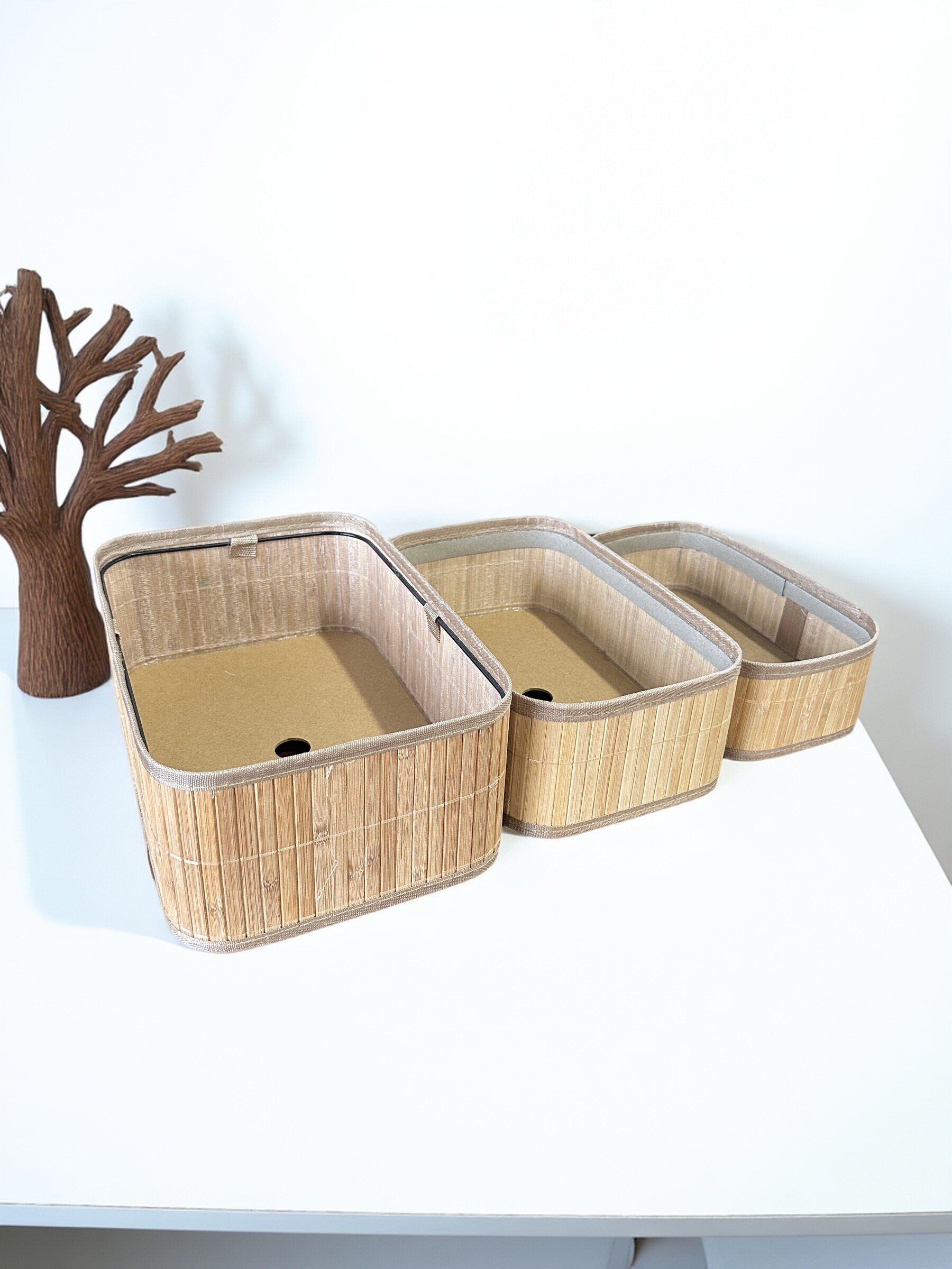 田园风竹编收纳筐桌面化妆品草编收纳盒玩具零食衣服竹编