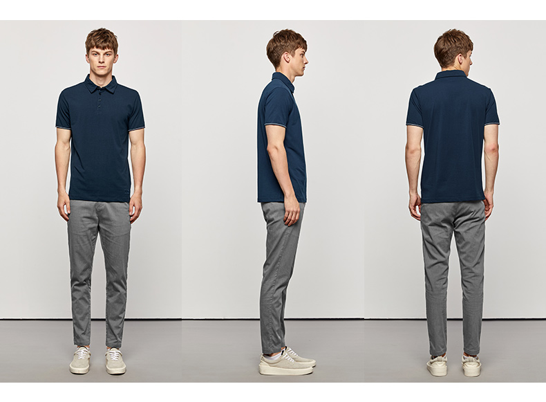Kuegou Áo ngắn tay nam Polo Áo sơ mi nam mùa hè Ve áo ngắn tay áo thun nam Paul Paul Tide 901 - Polo áo thun nam có cổ hàng hiệu