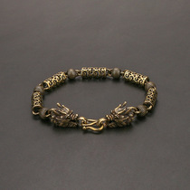 Retro pure copper Xiangyun faucet bracelet trendy man original handmade Chinese fashion blessing pure handmade couple