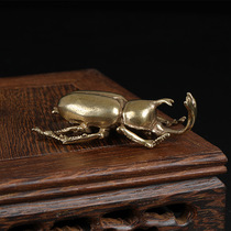 Insects tea pet Zen small ornaments rich Armored Beetle retro brass tea worms play collectibles bronze