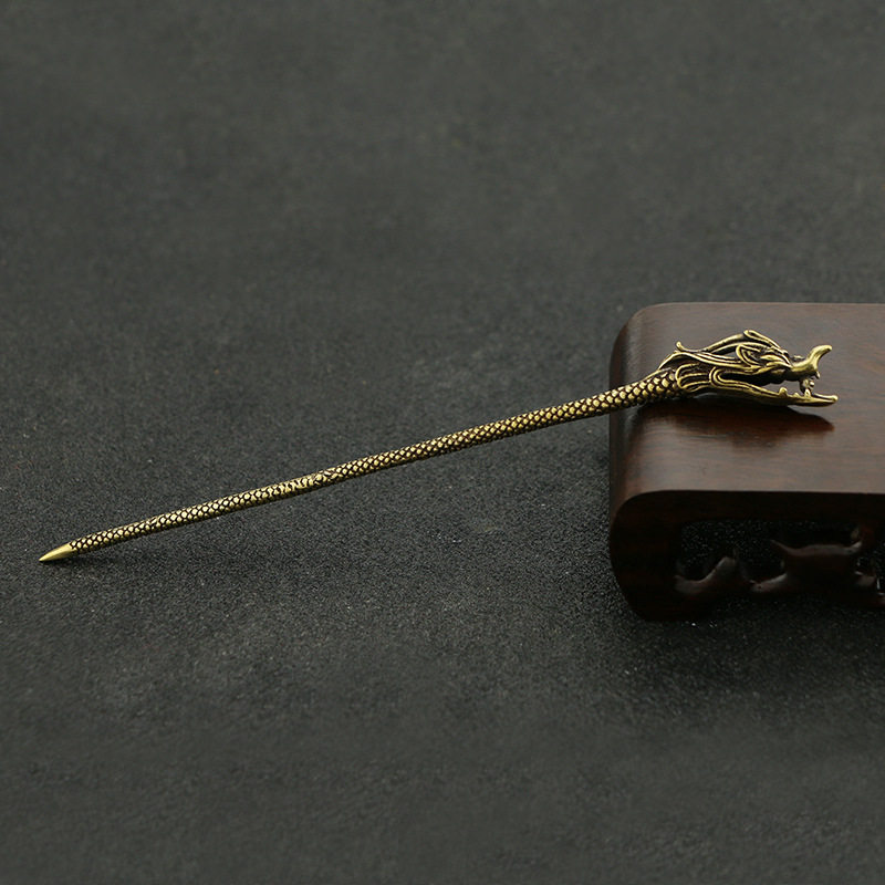 Chinese retro-made old pure brass faucet hair and national fever paste ancient Han clothing hair accessories