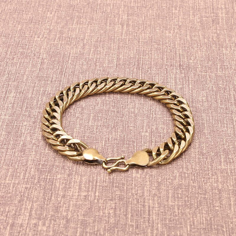 Cross-Border Popular European and American Retro Brass Personalized Bracelet Korean Punk Style Bold Bracelet Street Simple Pure Copper Men's