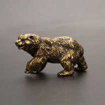 Pure copper bear brown bear small ornaments solid brass Big Bear polar bear domineering tea ceremony tea pet antique small bronze