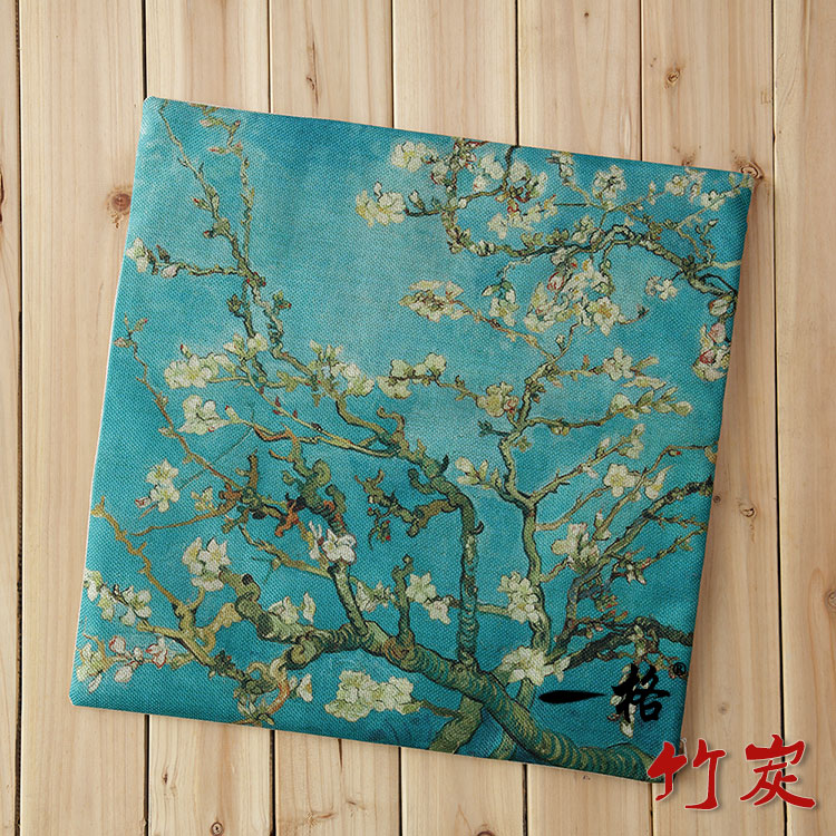 Bông và vải lanh đệm tre than đệm xe ghế đệm đệm sofa châu Âu và Mỹ cổ điển Van Gogh sao sơn dầu hướng dương mẫu đệm ghế gỗ