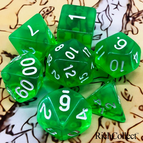 Dragon и Dungeon dnd yayli прозрачные зеленые и белые персонажи trpg kusalu ground group coc board dice dice