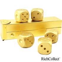 Aluminum Metal Solid Gold Lucky Round Dice Color 5 with Metal Collection Box Noble Brilliant