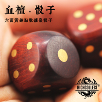 Blood sandalwood mahogany China ancient style wooden brass inlay dots D6 dice color purple sandalwood rhinoceros horns sandalwood