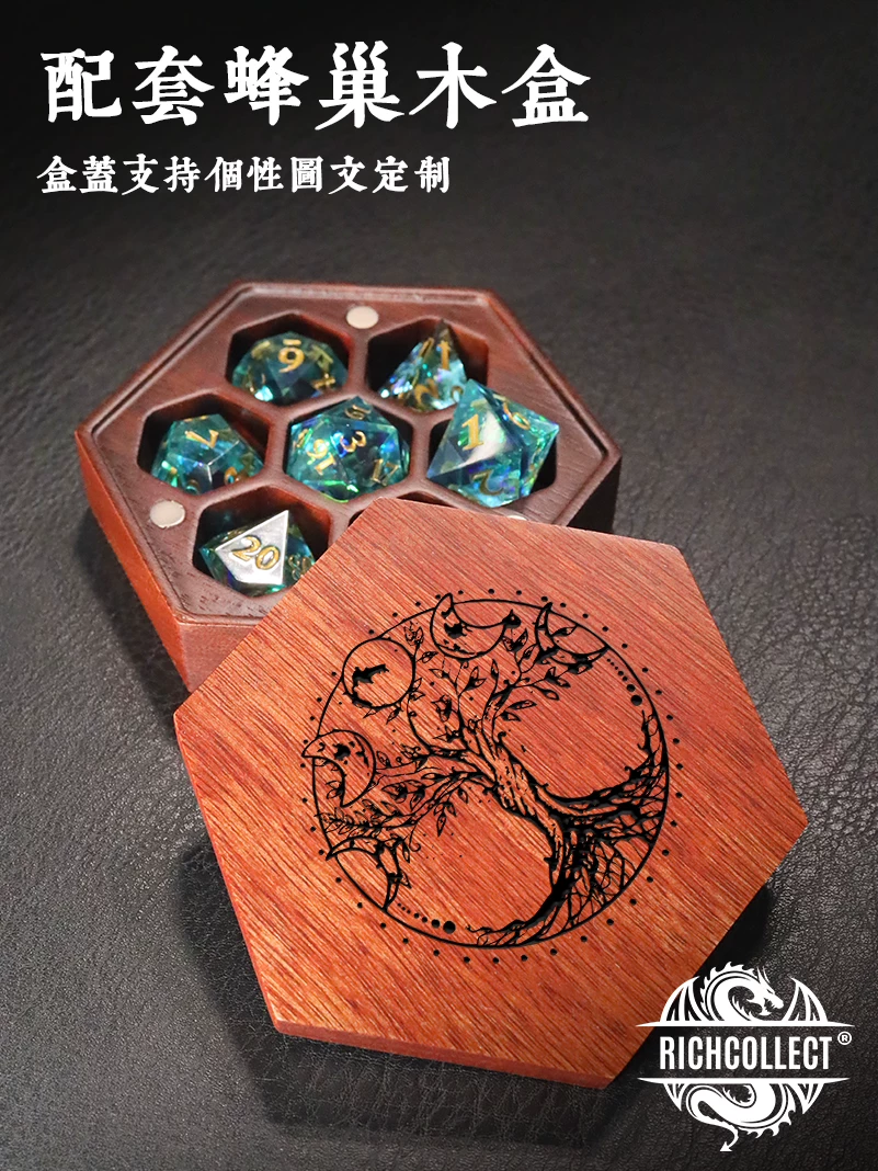 Светло-голубой набор игральных костяшек для бега (Running Troupe Dice Set) со смоляной доской для питья, Trimite и Dungeon DND COC
