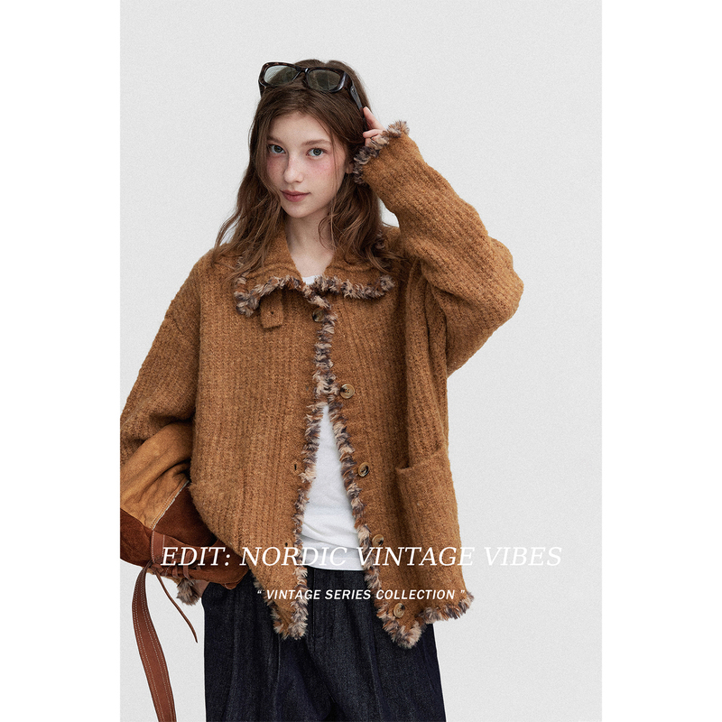 Letm Wishing Forest'Vintage Retro Romantic Looped Wool Yarn Handmade Fringed Lazy Sweater for Women