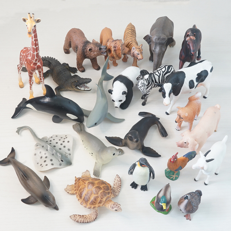 Montessori Three-Section Card Simulation Animal Model Solid Plastic High-Quality Early Education Language Cognition Teaching Toy