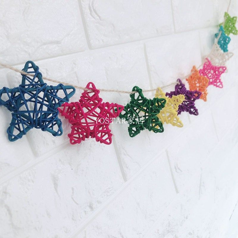 Colourful Rattan Balls Stars Love Shaped Small Fish Adornment Mesh Red Wall Adornment Girl Hearts Grid Photos Wall