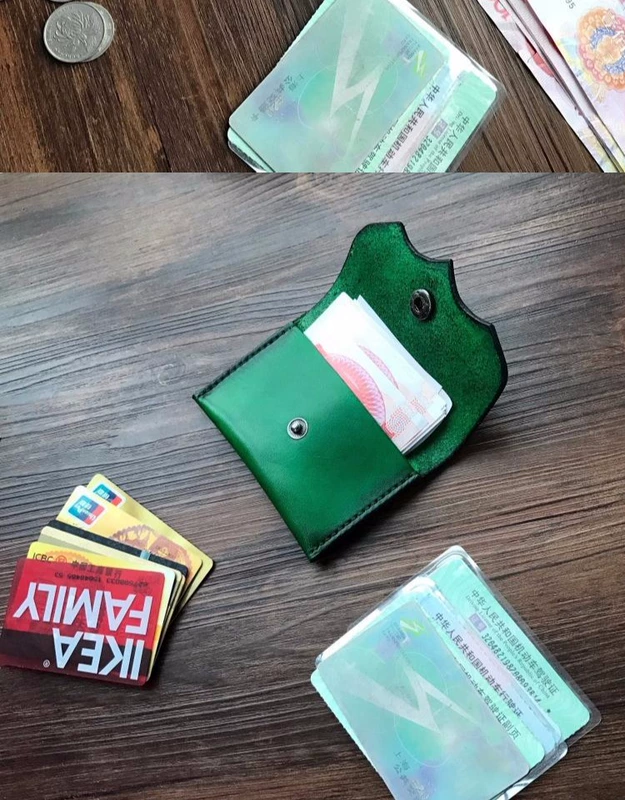 Gói thẻ da gốc retro dung lượng lớn đặt thẻ giấy phép lái xe túi giấy phép lái xe đặt đồng xu ví thẻ ngân hàng thẻ gạo đặt - Chủ thẻ