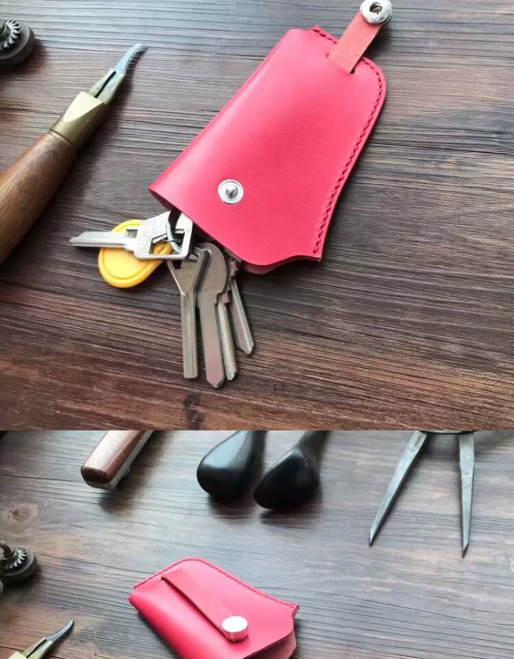 Bộ chìa khóa da retro thủ công đặt nữ rút dây hộp chìa khóa nam túi da túi chìa khóa lớn - Trường hợp chính ví móc chìa khóa