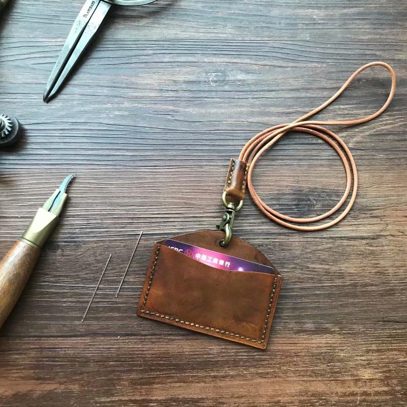 Bộ sưu tập thẻ da bò thủ công retro đầu tiên ví đựng card hàng hiệu