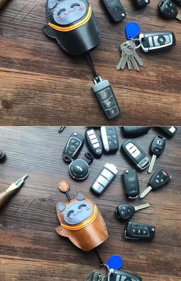 Retro chìa khóa túi nữ công suất lớn phổ quát túi chìa khóa phụ nữ da xe chìa khóa túi nữ móc khóa sen