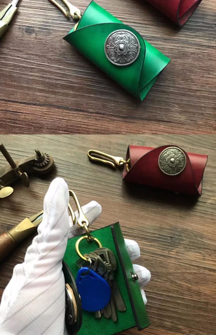 Túi da handmade móc khóa đơn giản cho nam - Trường hợp chính túi đựng chìa khóa oto