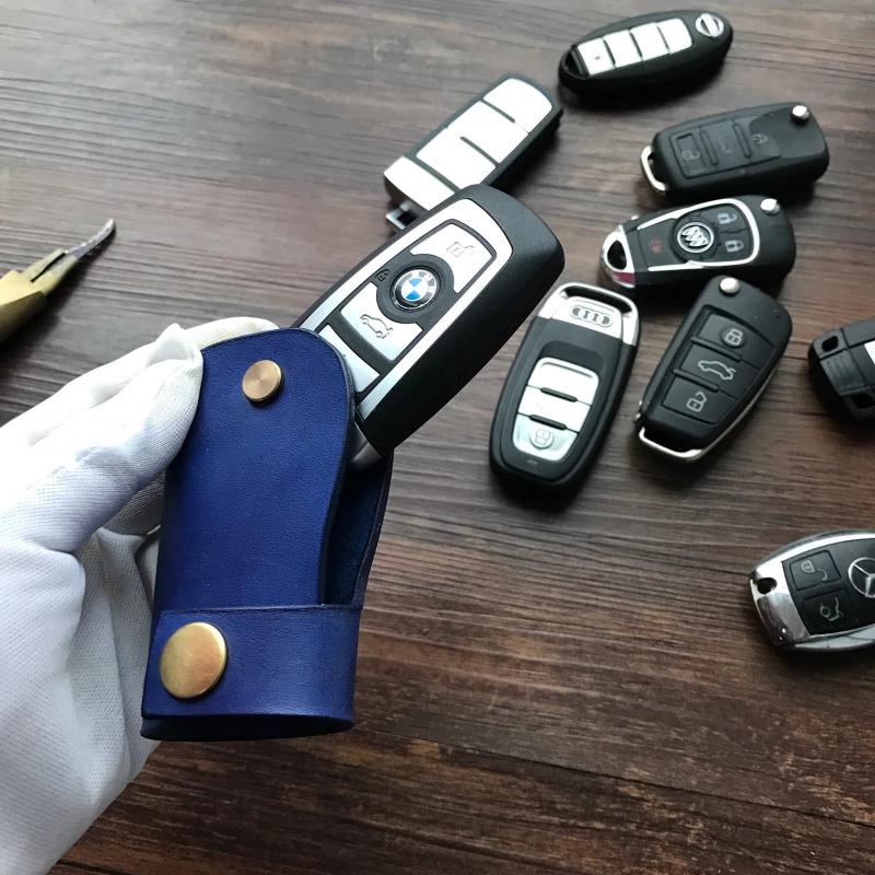 Universal retro handmade leather bag bag leather car key bag small key set car remote control key bag - Trường hợp chính túi đựng chìa khóa