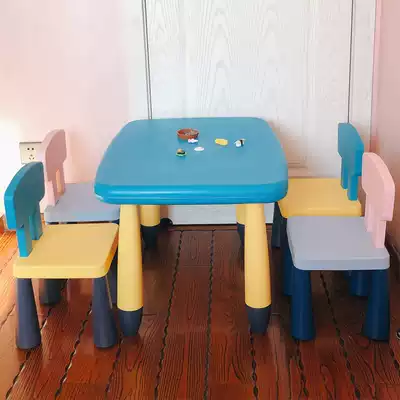 Children's learning desk Kindergarten household plastic writing desk and chair set Boys and girls simple thickening
