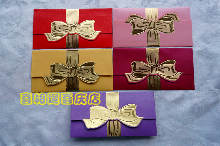 Western-style Chinese New Year Lai See Silver Envelope, Red Envelope, Large and Medium Size 100-Yuan Envelope, Bowknot Red Envelope, 5pcs