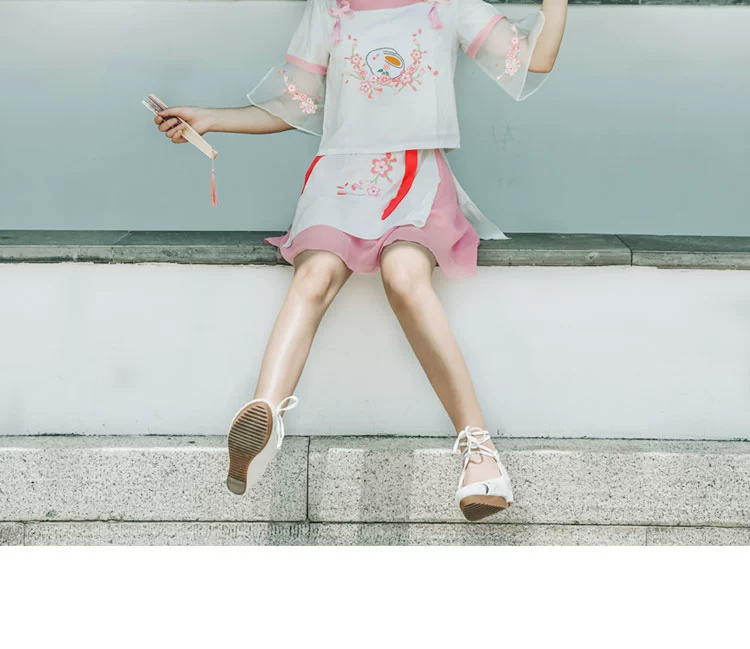 Cửa hàng Zhaiman 【Peach Rabbit】 Cải tiến Hanfu Phong cách Trung Quốc Chiffon Organza Hai mảnh COS Hoạt hình Ngoại vi - Carton / Hoạt hình liên quan