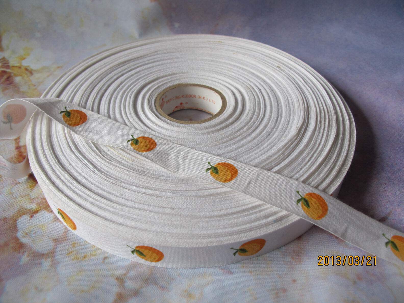Handmade DIY accessories) Pattern webbing canvas belt edging lace Orange pattern width 18mm m