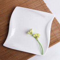 Household ceramic plate snack plate 7 inch thick plate pure white Western plate custom European corner