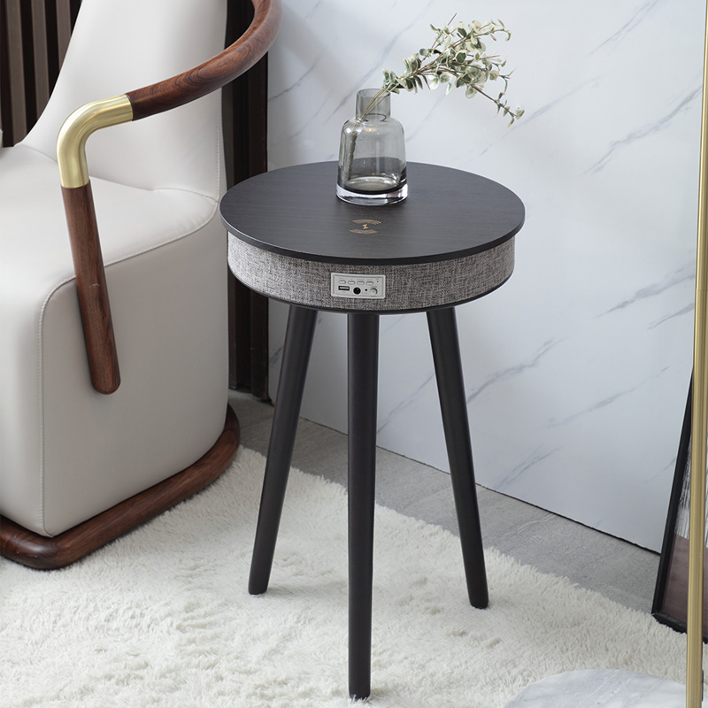 Popular Foreign Trade Product: Round Smart Coffee Table in Nordic Natural Wood Style with Bluetooth Speaker, Wireless Charging, and Tmall Genie, Available in Multiple Models