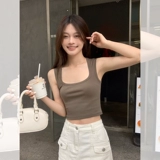 宋正恩 Красная короткая хлопковая майка топ, облегающий крой