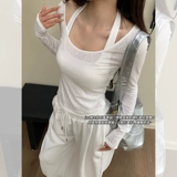 宋正恩 Белый осенний модный приталенный тонкий лонгслив, защита от солнца