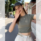 宋正恩 Белая хлопковая летняя короткая приталенная футболка, короткий рукав