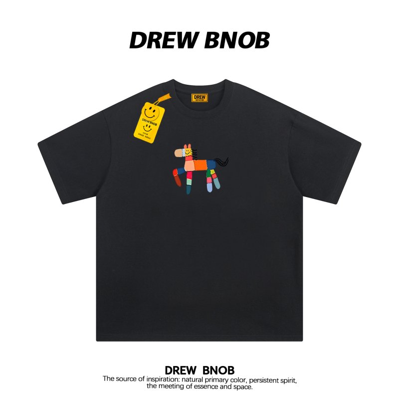 Drewbnob American Trendy Brand Colorful Pony Print Pure Cotton Short-Sleeved T-Shirt for Men and Women, Street Style Loose Half-Sleeve ins Drewbnob American Trendy Brand Colorful Pony Print Pure Cotton Short-Sleeved T-Shirt for Men and Women, Street Style Loose Half-Sleeve ins