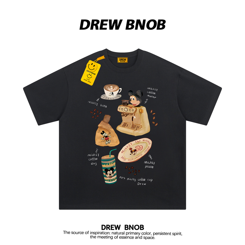 Drewbnob American Trendy Brand Retro Mickey Cartoon Short-Sleeved T-Shirt for Men and Women Summer Casual Loose Couple Half-Sleeved Drewbnob American Trendy Brand Retro Mickey Cartoon Short-Sleeved T-Shirt for Men and Women Summer Casual Loose Couple Half-Sleeved