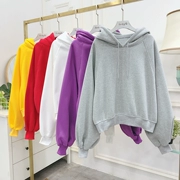 2018 thu đông mới giản dị hoang dã màu rắn trùm đầu trùm đầu tay áo cộng với áo len dày nhung lỏng