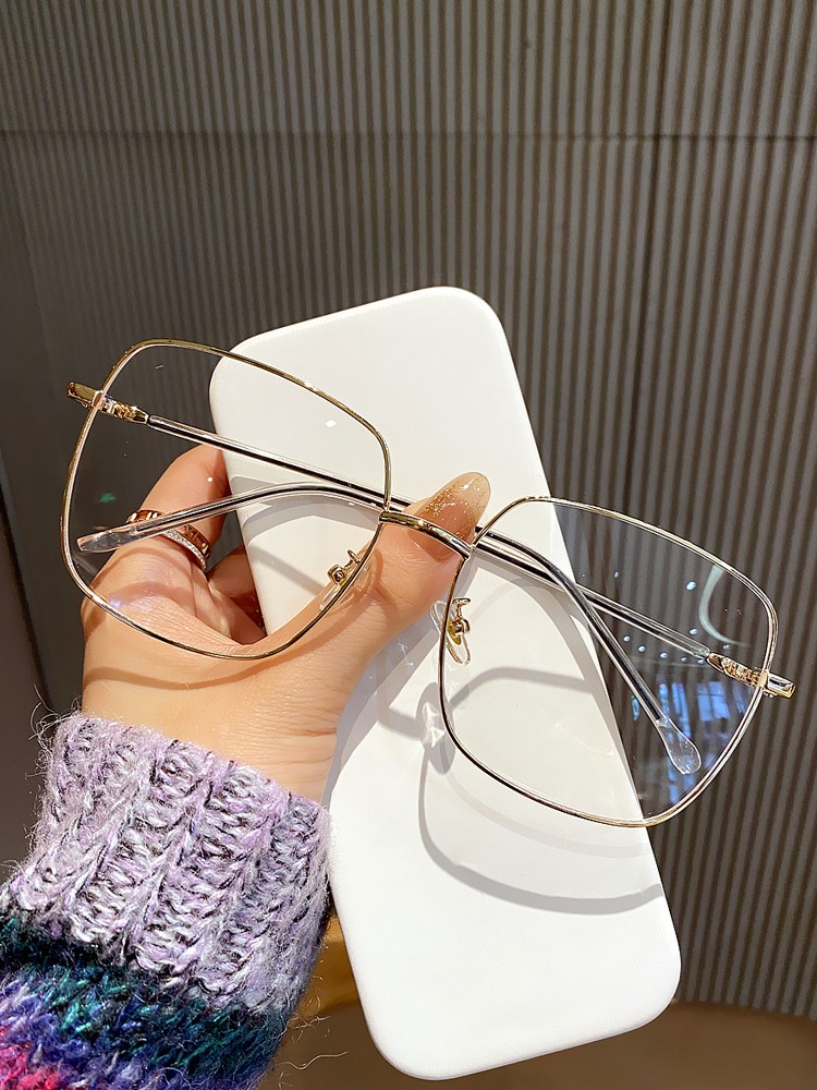 Callen Keith light luxury plain face large frame glasses female face small metal square flat mirror myopia frame male