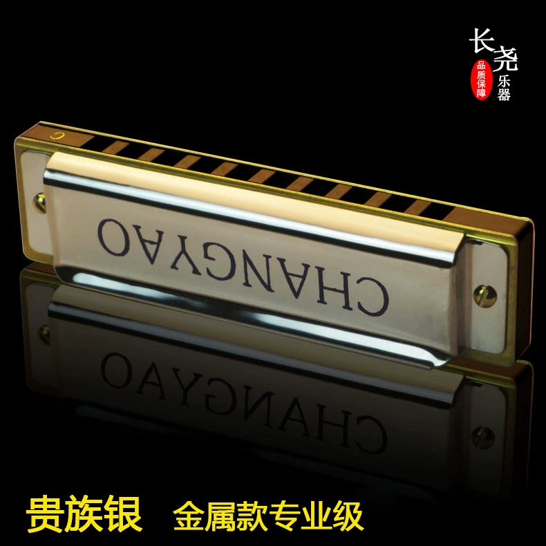 Harmonica Metal Harmonica 10 lỗ Bruce Harmonica + Vải lau Tô Châu Changyi Gu Yue Nhạc cụ Mới - Nhạc cụ phương Tây