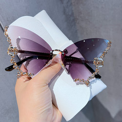2025 New Diamond-Encrusted Butterfly Sunglasses for Women, Fashionable Internet Celebrity Trendy Accessories, High-End Sunglasses with Uv Protection
