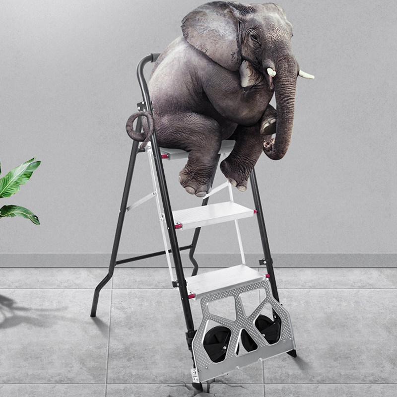 Dual-use trolley Ladder trolley Folding handling pull truck Steel pipe engineering ladder Household ladder Aluminum alloy herringbone ladder