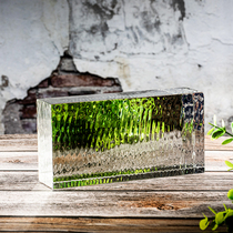 Transparent waterline silver-plated crystal brick solid glass brick partition wall bar bar long perforated square bubble glass block