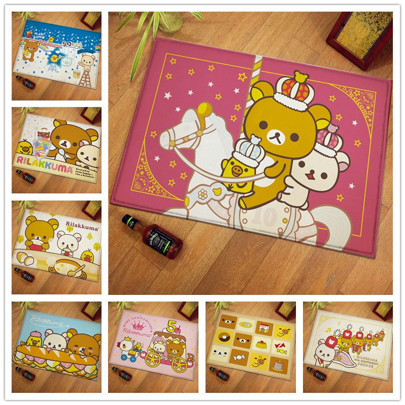 Cute cartoon relaxing bear door mat door mat bedroom foot mat household long absorbent non-slip bear carpet