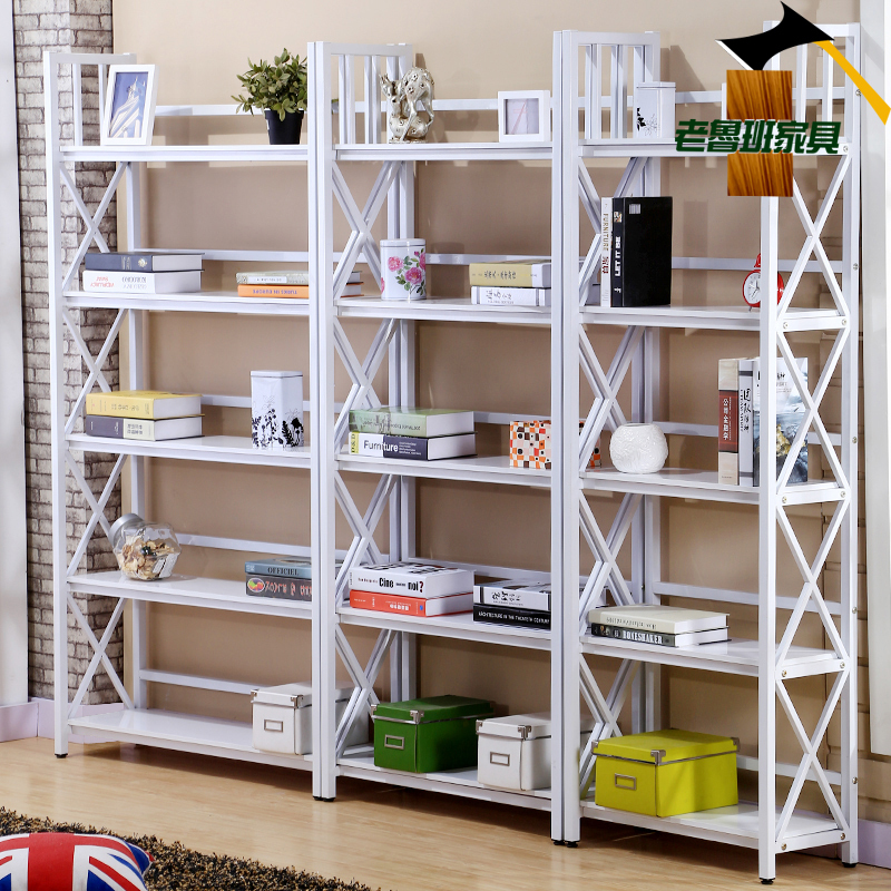 Simple Bookshelf, Floor-Standing Steel and Wood Storage Rack, Wrought Iron, Minimalist White Storage Rack, Living Room, Student Bedroom, Bookcase, Home Use Simple Bookshelf, Floor-Standing Steel and Wood Storage Rack, Wrought Iron, Minimalist White Storage Rack, Living Room, Student Bedroom, Bookcase, Home Use