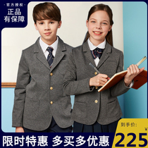 A Eaton Gide school uniform school with the same style boys and girls gray suit primary school student standard suit 15Z102 202