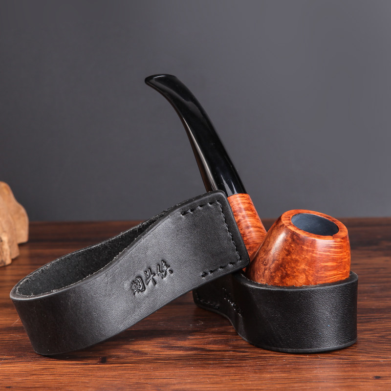 Cowhide leather pipe rack travel out portable folding pipe display base heather wood pipe accessories