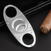 Stainless steel double-edged cigar scissors upgrade Krupp snow eggplant Smoke supplies Cuban cigar cut cigar knife portable