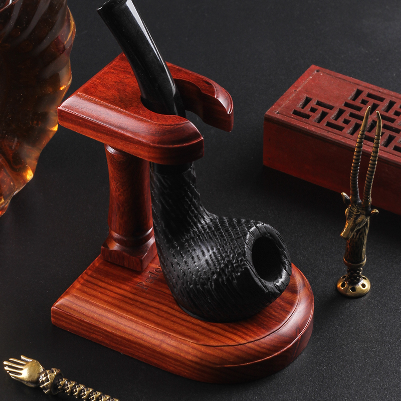 European Roman column red sandalwood pipe rack solid wood one single bucket display stand retro detachable pipe accessories